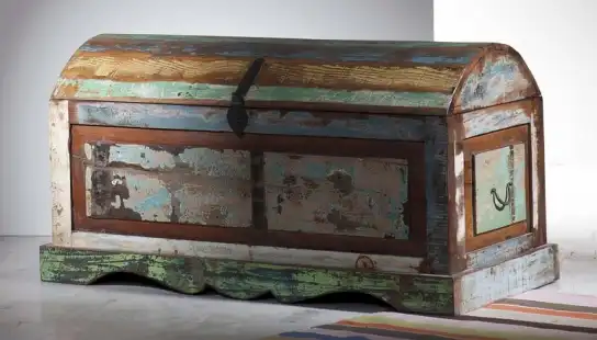 Reclaimed Wood Vintage Half Round Chest - popular handicrafts